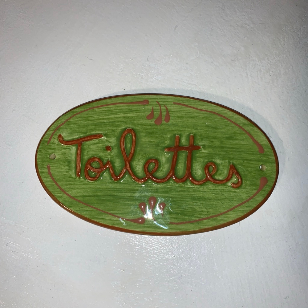 Unbranded oval door plaque Decor Green brown Toilettes Sign One Size